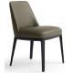 Wearproof Cream Leather Dining Room Chairs With Black Legs