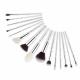 White / Silver 15pcs Essential Makeup Brushes Natural Hair Wood Handle