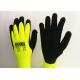 Fluorescent Yellow Latex Palm Coated Gloves , Rubber Coated Gloves Knit Wrist Type