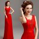Red Slim Wasit Tank V Neck Beading Elegant Evening Dresses TSJY063