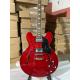 Custom ES 335 Style Semi Hollow Electric Guitar Jazz Model in Transparent Red Color