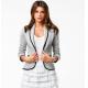 Women Fashion Women's Slim Short Design Turn-down Collar Blazer Grey Short Coat