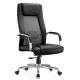 Pu Black Leather Computer Chair , Chrome Arm Mid Back Desk Chair Custom Size