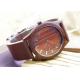 Stylish Waterproof Wooden Watches With Leather Bands / Red Wood