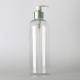 Round Cosmetic Pet Plastic Bottles , 500ml Clear Shampoo Bottles Lotion Pump Cap