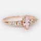 Engagement Minimalist Design Marquise Cut Pink Morganite S925 Silver Women Jewelry Ring