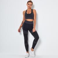 Seamless 2 Piece Yoga Set Clothes Nylon Spandex High Elastic Knitted Striped