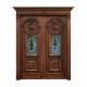 50mm Thick PU Painting Double Arched Wood Entry Doors With Glass