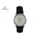 Black Leather Strap Watch Mens , Big Round Shape Watch With White Dial