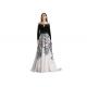 Black And White Sweep Train Long Sleeve Evening Gowns For Autumn And Spring