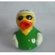 8cm Length Uniform Traffic Police Squeezing Rubber Ducks Green With White Helmet