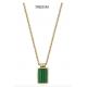 Vintage 18k Stainless Steel Fashion Necklaces Square Green Stone Pendant Necklace