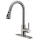 Silver Kitchen Sink Faucet with Pull Down Sprayer High Water Pressure Stainless Steel