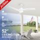 3 ABS Blades Ceiling Fan with LED Light and Remote Control 110-240V/50Hz-60Hz Input