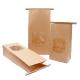 Brown Kraft Food Packaging Paper Bags With Window Strong Bottom Uncoated Lining
