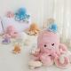 Colorful Cute Plush Dolls Multiple Sizes Octopus Shape Embroidery Eyes As Gift