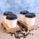 Disposable Corrugate Coffee Cup Carrier Kraft Paper Hot Drink Holder For Cup Packing