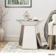 Glam design silver mirrored nightstand around shaped end table corner table for bedroom
