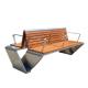 SS304 Outdoor Metal Bench With Back Armrest Wooden Bench With Metal Legs
