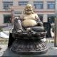 BLVE Bronze Laughing Buddha Statue Metal Big Belly Sitting Lucky Happy Buddha Copper Sculpture Life Size Buddhism