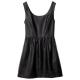 Black Leather Sleeveless Short Flared Dresses Slim fit With Round-Nece