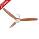 Indoor Solid Wood Blades Flush 52 Inch Ceiling Fan With Light And Remote