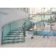 Carbon Steel Building Curved Stairs Galvanized Finish , Round Post Steel Railing