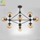 Indoor Decorative Glass Ball Black Cognac Hardware Painting Glass Modern Pendant Lamp