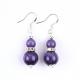 Handmade Crystal Stone Earrings Purple Cat's Eye Gemstone Beaded Pendant Earrings