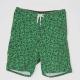 Green Patterned Polyester Board Shorts , All Over Print 4 Way Stretch Shorts
