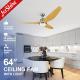 Remote Control Abs Blades Dimmable LED Ceiling Fan 64 Inch Mulit Colors