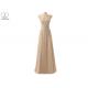 Champagne Lace Bridesmaid Dresses / Beaded Chiffon Plus Size A Line Ball Gowns