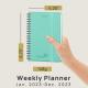 Green Color Pocket Size Custom Agenda 2023 Weekly Planner Poprun Ivory Paper