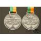 Personalized Dragon Engraved Medals Antique Silver Plated With Woven Ribbon Medailles