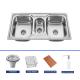 1 Faucet Hole 2 Drains Stainless Steel Double Bowl Sink For Commercial Kitchen