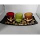 Candle Holders  with 3 LED Tea Light Candles, Rocks and Tray