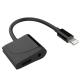 Black Iphone 7 Dual Headphone Adapter Lightning Charge For 8 Pin Devices