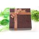 Brown Polyester Gift Packing Ribbon For Box Raised Logo 25cm Width Durable