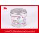 Color Printed Empty Cylinder Round Gift PET Tin Boxes Sweets Packaging Handle Attached