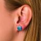 925  With Sterling Silver Vintage Greek  Key  Blue   Meander Opal  Spiral Stud Earrings For Women
