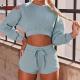 250gsm Breathable Ribbed Womens Loungewear Set 2 Piece Loungewear Sets
