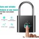 Black Silver Color Smart Fingerprint Padlock Waterproof Keyless Thumbprint For Locker Gym