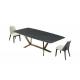 Modern Marble Bronze Stainless Steel Base 1.8 Large Table Customized Black Slate Dining Table