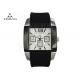 Square Face Silicone Strap Mens Watches , Retro Mens Big Face Watches