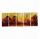 Aluminum Plate Multiple Panel Colorful Cityscape Wall Decor Art, with Iron Hanging
