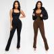 Summer Knitted High Elastic Women Sleeveless Tight Clothing One Piece Rompers Jumpsuit