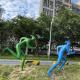 Large Running Man Outdoor Garden Sculptures Abstract Decorative For Urban