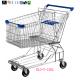 Heavy Duty 4 Wheel Metal Wire Shopping Trolley For Supermarket Zinc Plating 150L