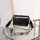 Black Wide Shoulder Strap Crossbody Bag B Tide Leather Chain Bag