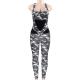 Skinny Tight  Nude Camo Print Backless Yoga Jumpsuit With Scrunch